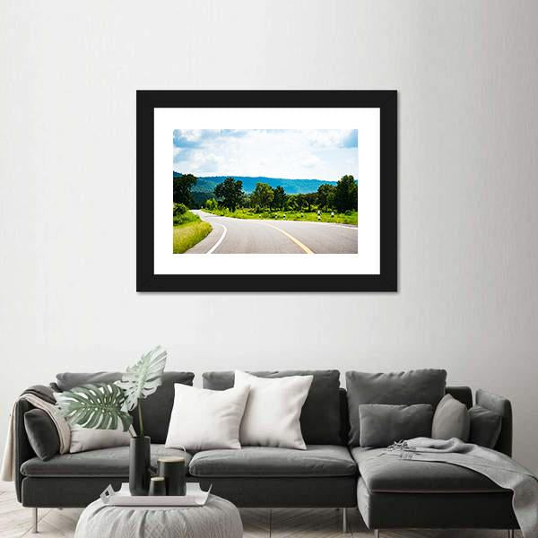 Road To Mountain In Country Canvas Wall Art-3 Horizontal-Gallery Wrap-25" x 16"-Tiaracle