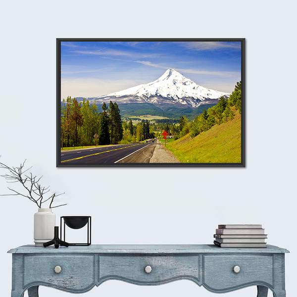 Road To Mt Hood Canvas Wall Art-1 Piece-Floating Frame-24" x 16"-Tiaracle