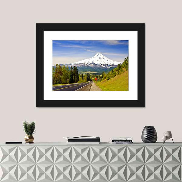 Road To Mt Hood Canvas Wall Art-1 Piece-Framed Print-20" x 16"-Tiaracle