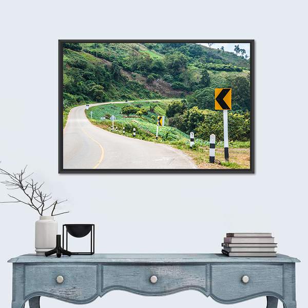 Road To Phu Chi Pa In Thailand Canvas Wall Art-1 Piece-Floating Frame-24&quot; x 16&quot;-Tiaracle