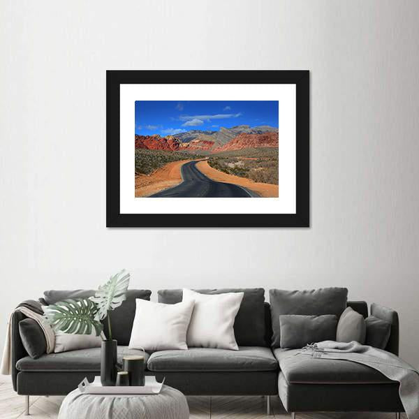 Road To Red Rock Canyon Canvas Wall Art-1 Piece-Framed Print-30" x 20"-Tiaracle