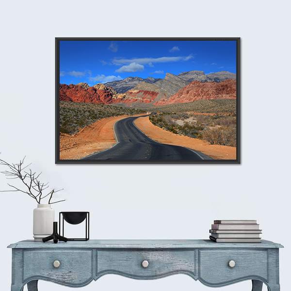 Road To Red Rock Canyon Canvas Wall Art-5 Horizontal-Gallery Wrap-22" x 12"-Tiaracle