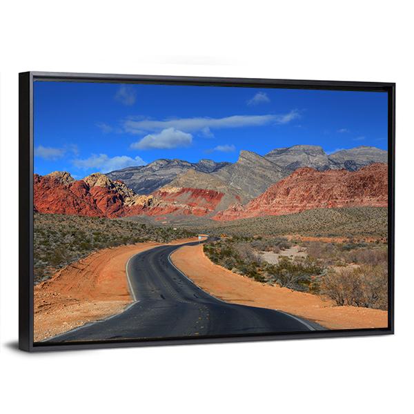 Road To Red Rock Canyon Canvas Wall Art-5 Horizontal-Gallery Wrap-22" x 12"-Tiaracle