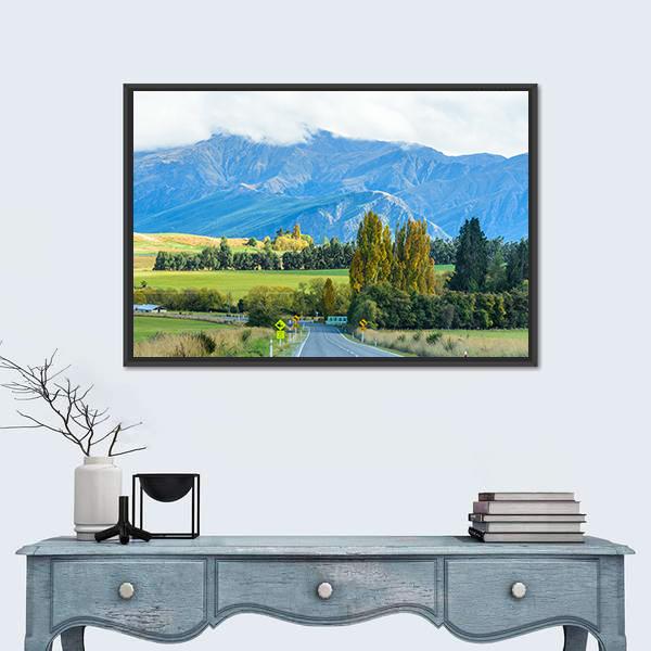 Road To South New Zealand Canvas Wall Art-1 Piece-Floating Frame-24" x 16"-Tiaracle