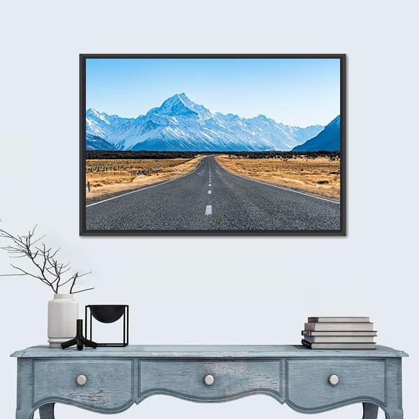 Road To The Mountain Canvas Wall Art-1 Piece-Floating Frame-24" x 16"-Tiaracle