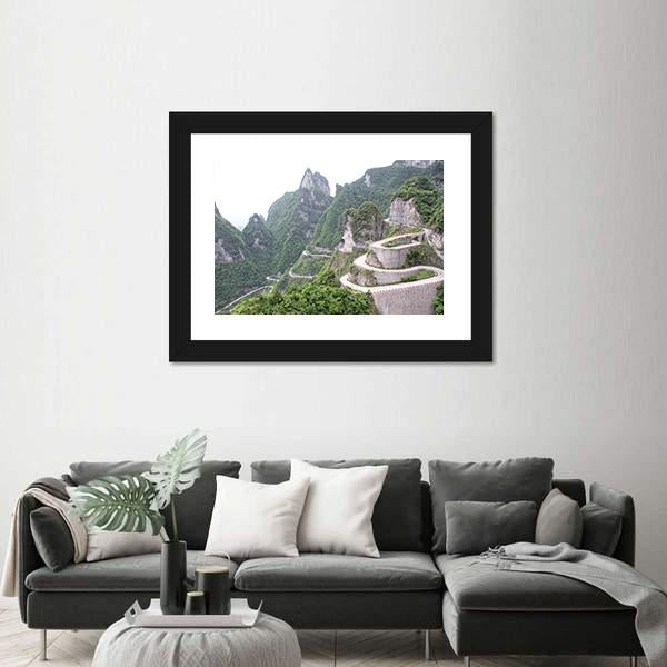 Road To Tian Men Shan China Canvas Wall Art-5 Horizontal-Gallery Wrap-22" x 12"-Tiaracle