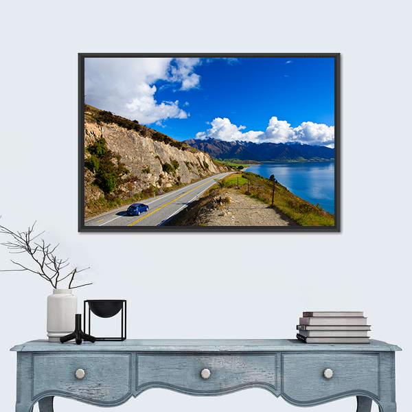 Road Trip In New Zealand Canvas Wall Art-1 Piece-Floating Frame-24" x 16"-Tiaracle
