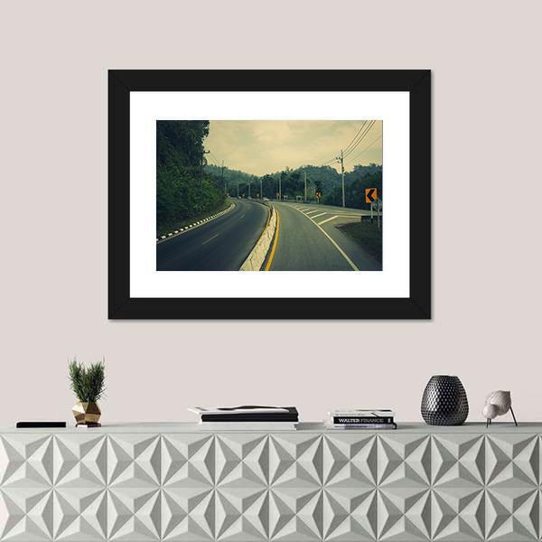 Road Up The Mountain With Dangerous Curves Canvas Wall Art-1 Piece-Framed Print-20" x 16"-Tiaracle
