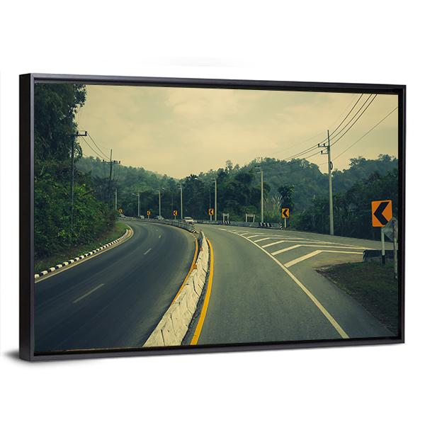 Road Up The Mountain With Dangerous Curves Canvas Wall Art-3 Horizontal-Gallery Wrap-25" x 16"-Tiaracle