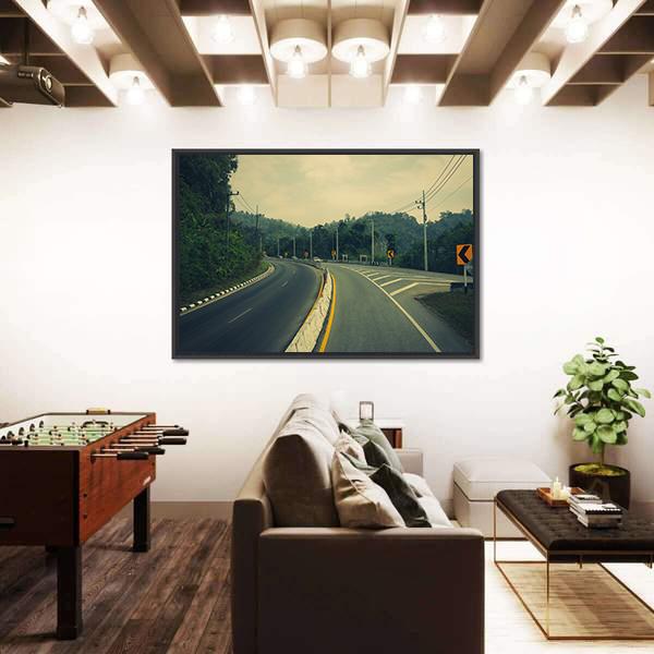 Road Up The Mountain With Dangerous Curves Canvas Wall Art-3 Horizontal-Gallery Wrap-25" x 16"-Tiaracle