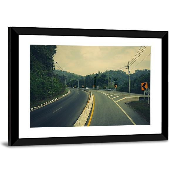 Road Up The Mountain With Dangerous Curves Canvas Wall Art-3 Horizontal-Gallery Wrap-25" x 16"-Tiaracle