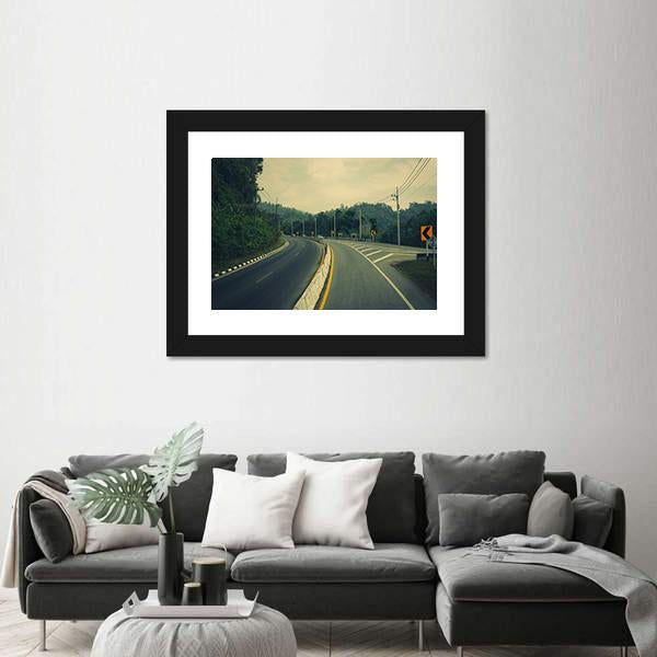 Road Up The Mountain With Dangerous Curves Canvas Wall Art-3 Horizontal-Gallery Wrap-25" x 16"-Tiaracle