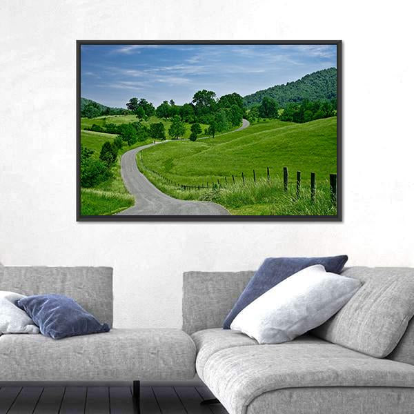 Road Winds Through The Foothills Of Blue Ridge Mountains Canvas Wall Art-3 Horizontal-Gallery Wrap-25" x 16"-Tiaracle