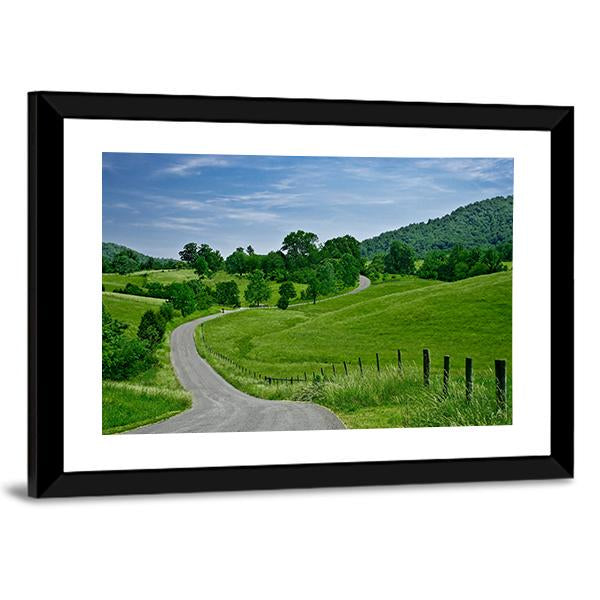 Road Winds Through The Foothills Of Blue Ridge Mountains Canvas Wall Art-3 Horizontal-Gallery Wrap-25" x 16"-Tiaracle