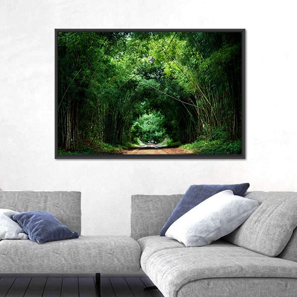 Road With Bamboo Canvas Wall Art-5 Horizontal-Gallery Wrap-22" x 12"-Tiaracle