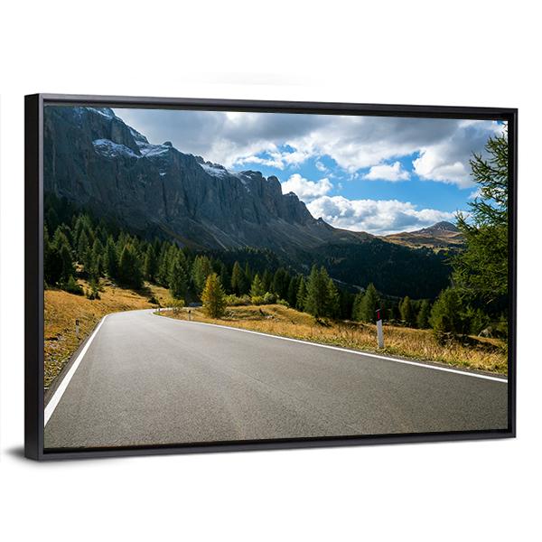 Road With Trees Forest And Mountains Canvas Wall Art-5 Horizontal-Gallery Wrap-22" x 12"-Tiaracle