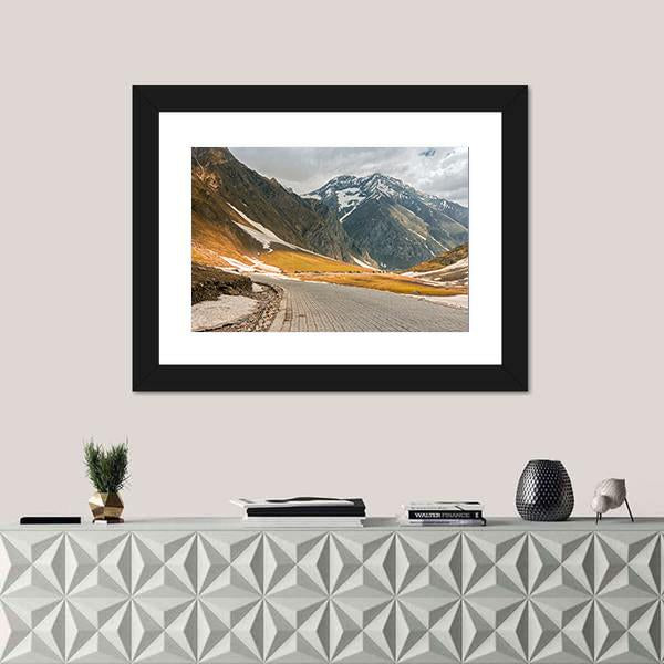 Roads Winding Up Towards High Himalayan Mountain Canvas Wall Art-1 Piece-Framed Print-20" x 16"-Tiaracle