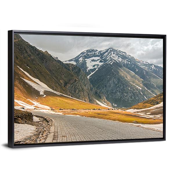 Roads Winding Up Towards High Himalayan Mountain Canvas Wall Art-3 Horizontal-Gallery Wrap-25" x 16"-Tiaracle
