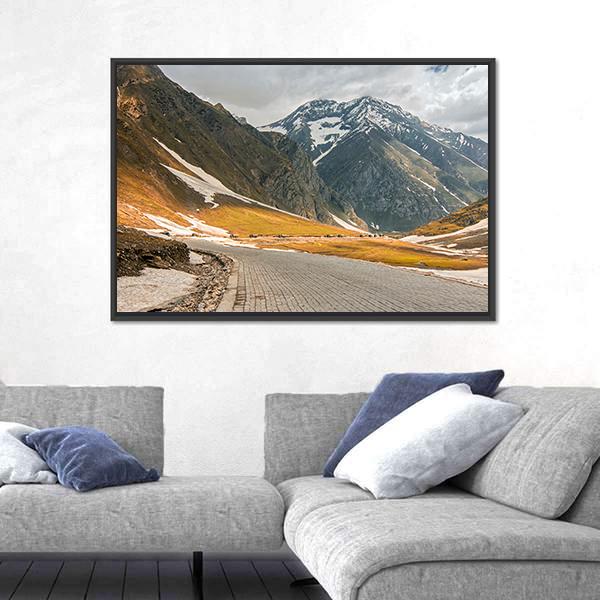 Roads Winding Up Towards High Himalayan Mountain Canvas Wall Art-3 Horizontal-Gallery Wrap-25" x 16"-Tiaracle