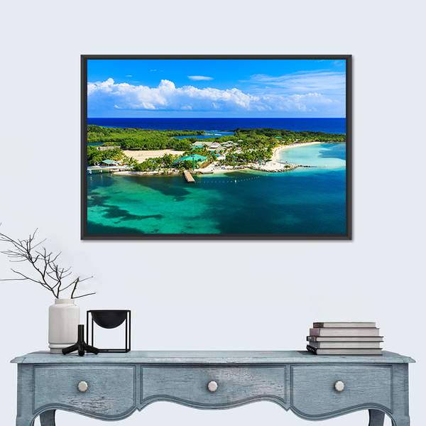 Roatan Island Honduras Canvas Wall Art-1 Piece-Floating Frame-36" x 24"-Tiaracle