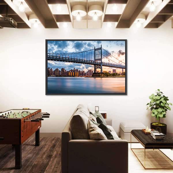 Robert F Kennedy Bridge Canvas Wall Art-1 Piece-Floating Frame-24" x 16"-Tiaracle