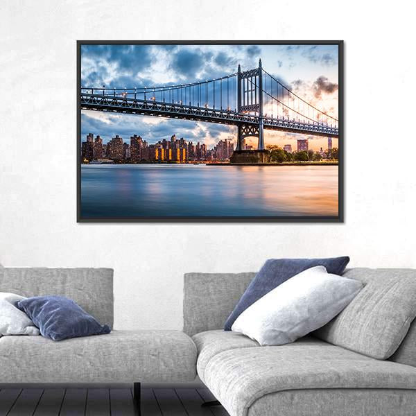 Robert F Kennedy Bridge Canvas Wall Art-5 Horizontal-Gallery Wrap-22" x 12"-Tiaracle