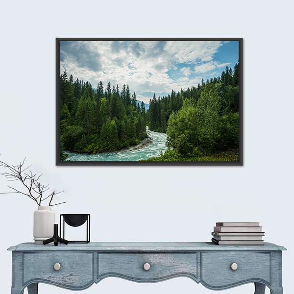 Robson River In British Columbia Canvas Wall Art-1 Piece-Floating Frame-24" x 16"-Tiaracle