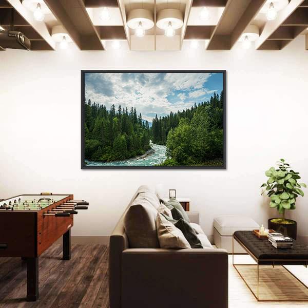 Robson River In British Columbia Canvas Wall Art-1 Piece-Floating Frame-36" x 24"-Tiaracle