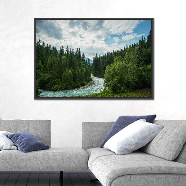 Robson River In British Columbia Canvas Wall Art-5 Horizontal-Gallery Wrap-22" x 12"-Tiaracle