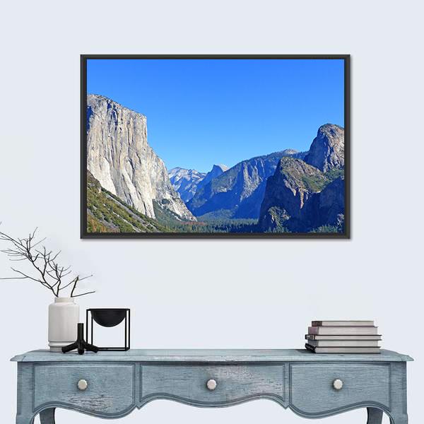 Rock El Capitan In Yosemite National Park Canvas Wall Art-1 Piece-Floating Frame-24" x 16"-Tiaracle