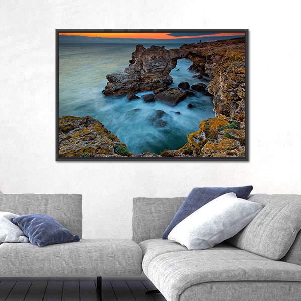 Rock Formation Arch In Bulgaria Canvas Wall Art-3 Horizontal-Gallery Wrap-25" x 16"-Tiaracle
