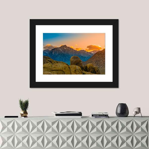 Rock Formations Of Alabama Hills Canvas Wall Art-1 Piece-Framed Print-20" x 16"-Tiaracle