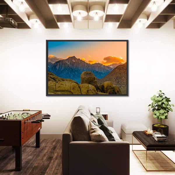 Rock Formations Of Alabama Hills Canvas Wall Art-3 Horizontal-Gallery Wrap-25" x 16"-Tiaracle