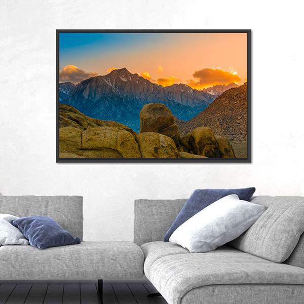 Rock Formations Of Alabama Hills Canvas Wall Art-3 Horizontal-Gallery Wrap-25" x 16"-Tiaracle