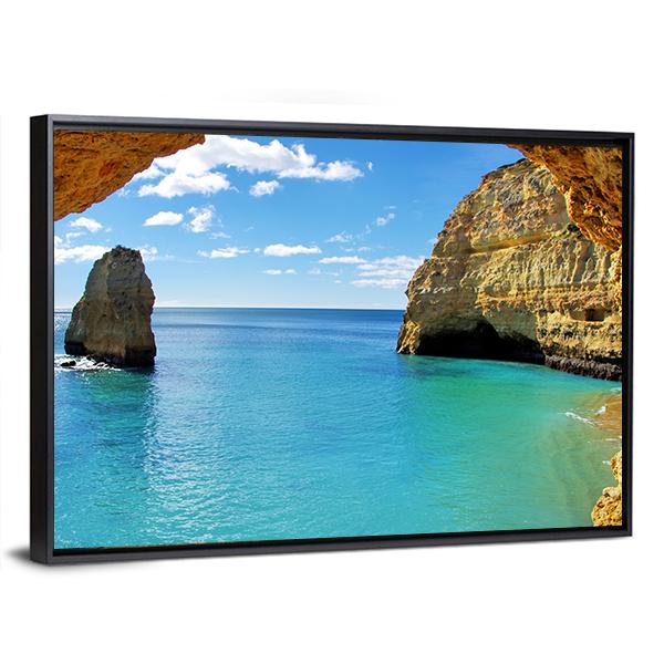 Rock Formations On The Algarve Coast Canvas Wall Art-3 Horizontal-Gallery Wrap-25" x 16"-Tiaracle