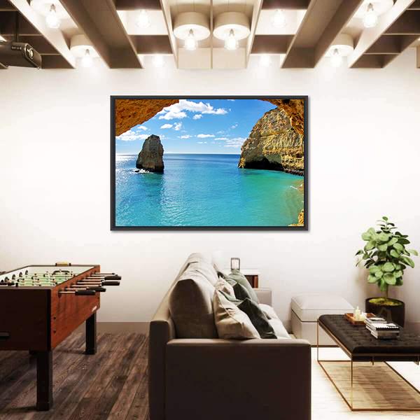 Rock Formations On The Algarve Coast Canvas Wall Art-3 Horizontal-Gallery Wrap-25" x 16"-Tiaracle