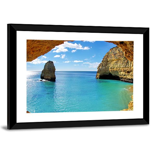 Rock Formations On The Algarve Coast Canvas Wall Art-3 Horizontal-Gallery Wrap-25" x 16"-Tiaracle