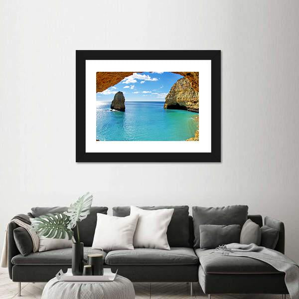 Rock Formations On The Algarve Coast Canvas Wall Art-3 Horizontal-Gallery Wrap-25" x 16"-Tiaracle