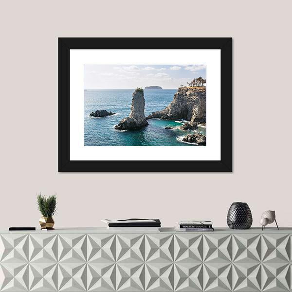 Rock In Jeju Island Canvas Wall Art-1 Piece-Framed Print-20" x 16"-Tiaracle