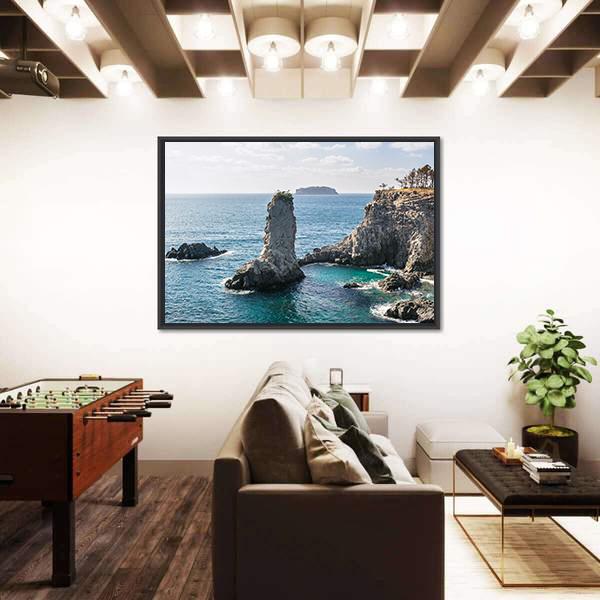 Rock In Jeju Island Canvas Wall Art-3 Horizontal-Gallery Wrap-25" x 16"-Tiaracle