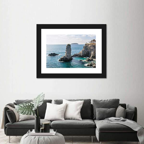 Rock In Jeju Island Canvas Wall Art-3 Horizontal-Gallery Wrap-25" x 16"-Tiaracle