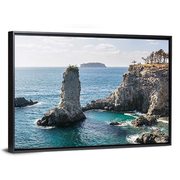 Rock In Jeju Island Canvas Wall Art-5 Horizontal-Gallery Wrap-22" x 12"-Tiaracle