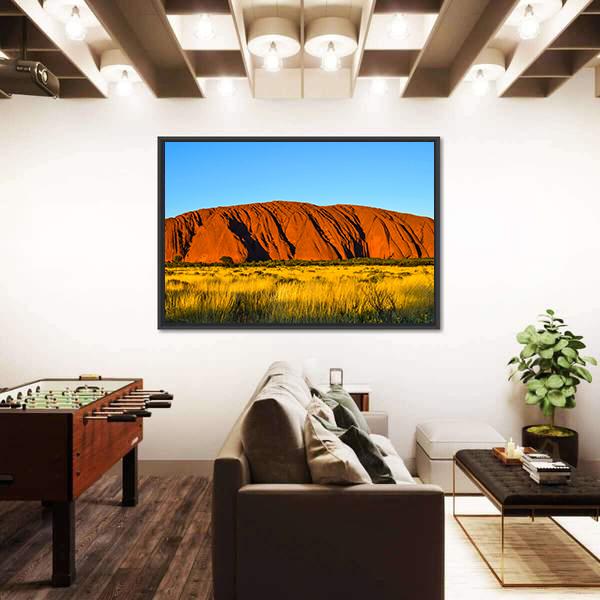 Rock Mountain Surrounded By Green Grass Canvas Wall Art-3 Horizontal-Gallery Wrap-25" x 16"-Tiaracle