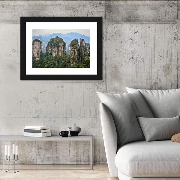 Rock Mountains At Zhangjiajie National Park In China Canvas Wall Art-3 Horizontal-Gallery Wrap-25" x 16"-Tiaracle
