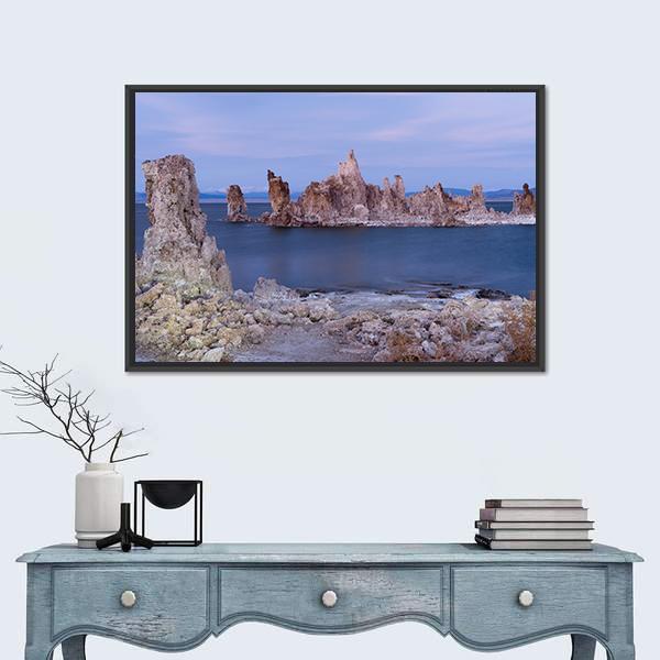 Rock Salt Tufa Formations In Mono Lake California Canvas Wall Art-1 Piece-Floating Frame-36" x 24"-Tiaracle