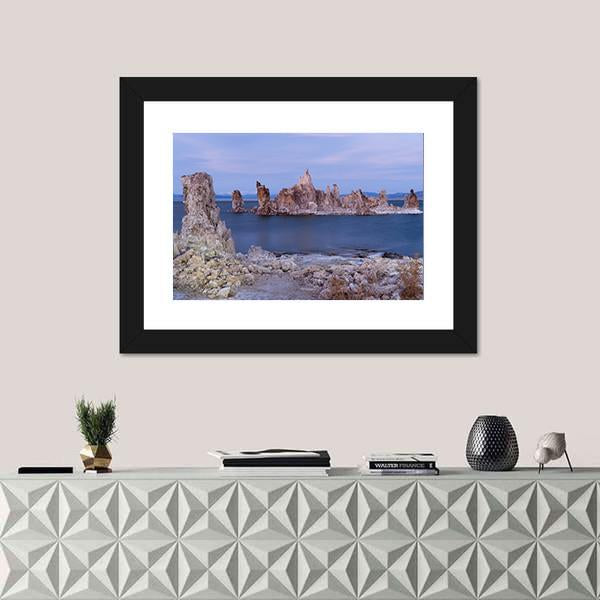Rock Salt Tufa Formations In Mono Lake California Canvas Wall Art-1 Piece-Framed Print-42" x 14"-Tiaracle