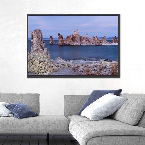 Rock Salt Tufa Formations In Mono Lake California Canvas Wall Art-3 Horizontal-Gallery Wrap-25" x 16"-Tiaracle