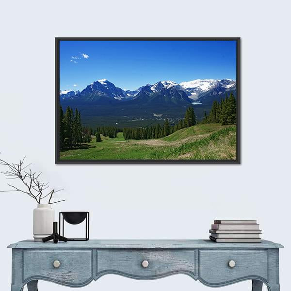Rockies Mountains In banff Canada Canvas Wall Art-1 Piece-Floating Frame-24" x 16"-Tiaracle