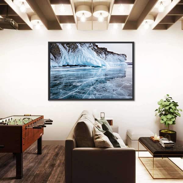 Rocks Frozen Into The Ice Of Siberian Baikal Lake In Winter Canvas Wall Art-3 Horizontal-Gallery Wrap-25" x 16"-Tiaracle