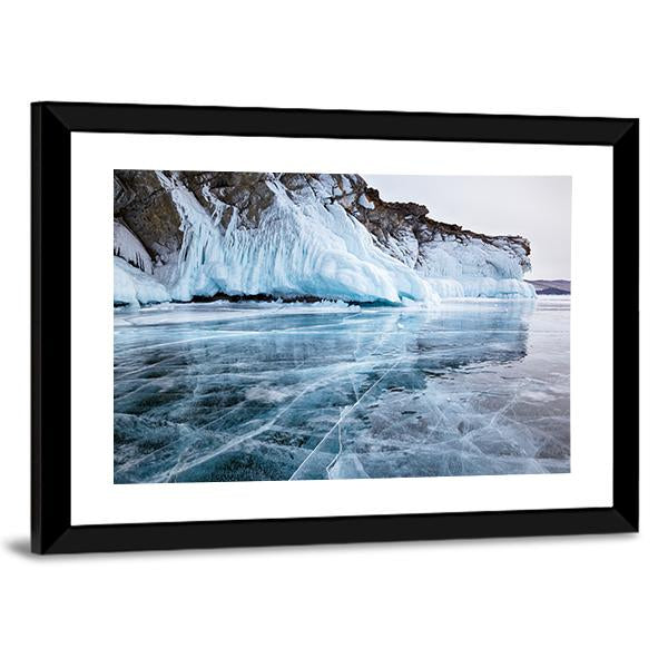 Rocks Frozen Into The Ice Of Siberian Baikal Lake In Winter Canvas Wall Art-3 Horizontal-Gallery Wrap-25" x 16"-Tiaracle